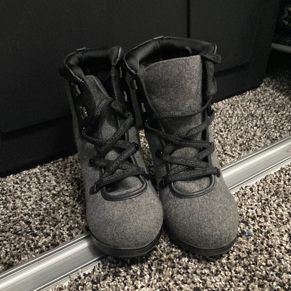 grey ankle heel boots